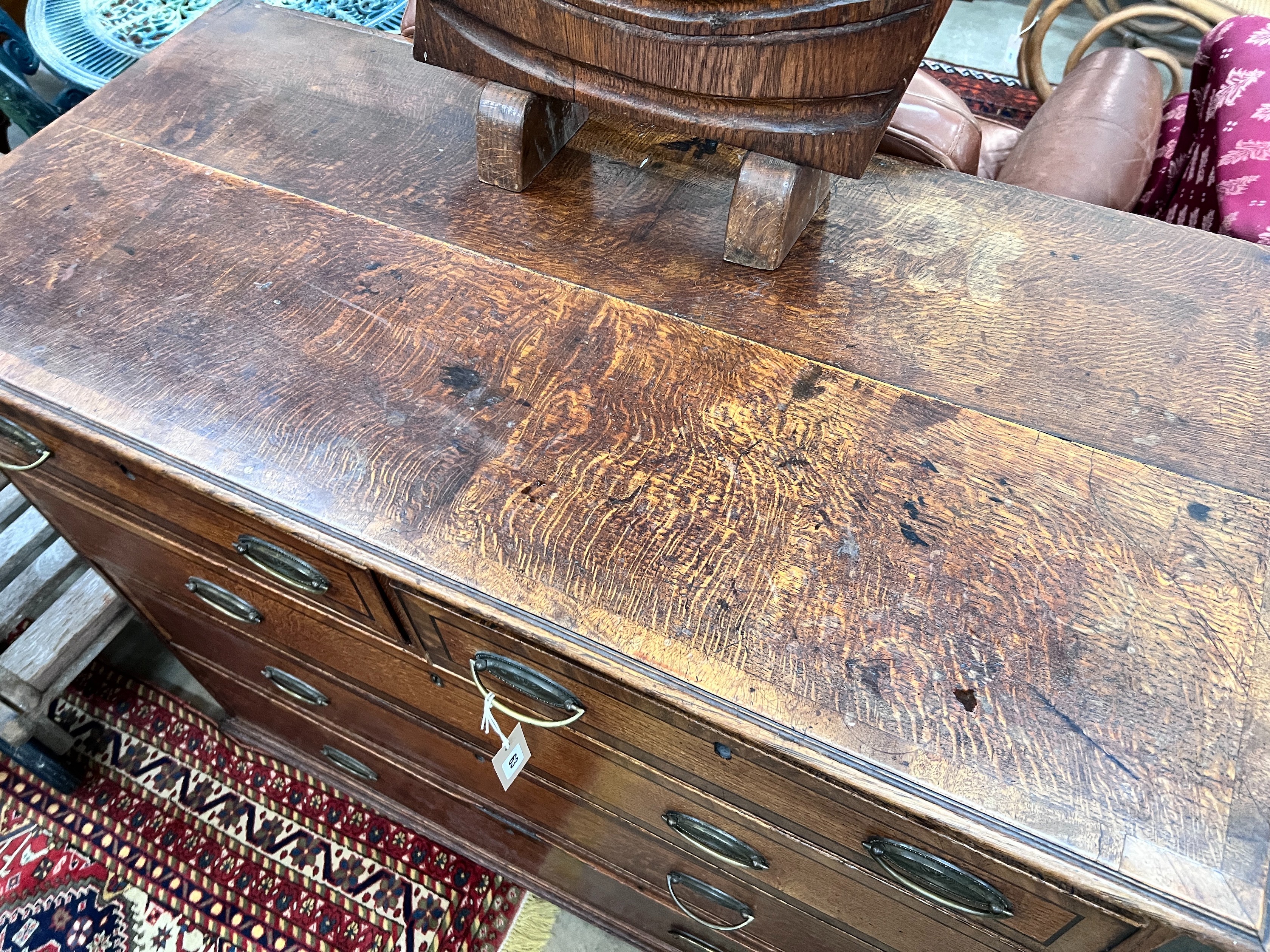 A George IV banded oak chest, width 112cm, depth 53cm, height 96cm *Please note the sale commences at 9am.